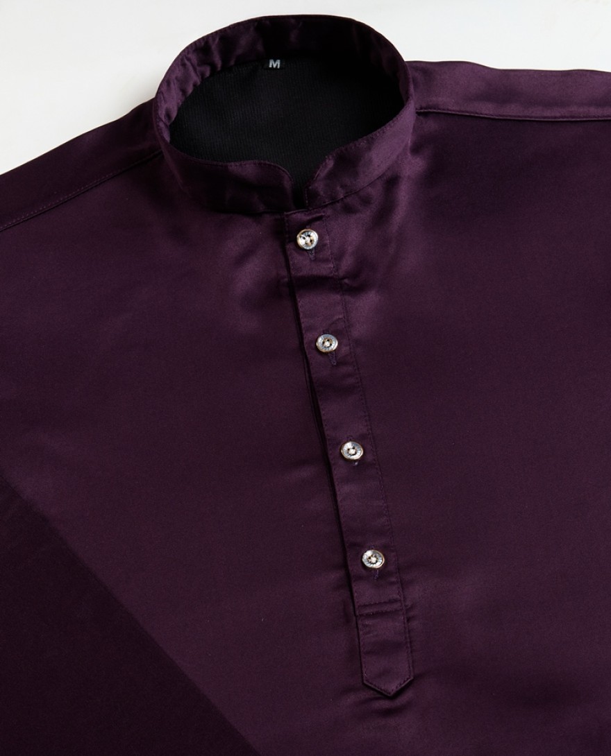 61105-PURPLE - Royal Plum Embroidered Kurta Set for Men